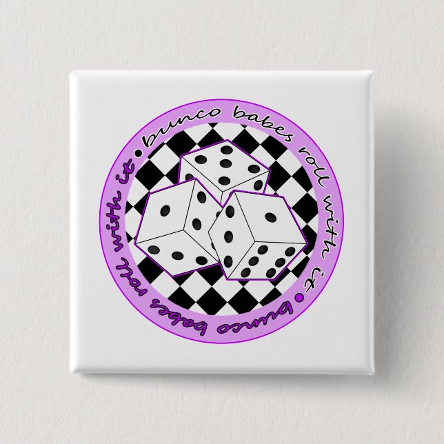 Bunco Babes Roll With It - Purple 15 Cm Square Badge (Front)