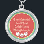 bunco bells necklace<br><div class="desc">This retro coloured graphic design can be sung to the tune of "Jingle Bells" Make a great gift or prize for the bunco player in your life.</div>
