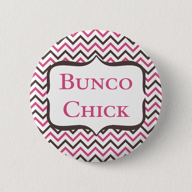 Bunco Chick With Chevron Design 6 Cm Round Badge (Front)