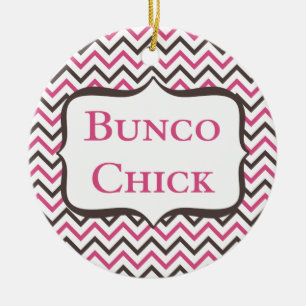 Bunco Chick With Chevron Design Ceramic Tree Decoration