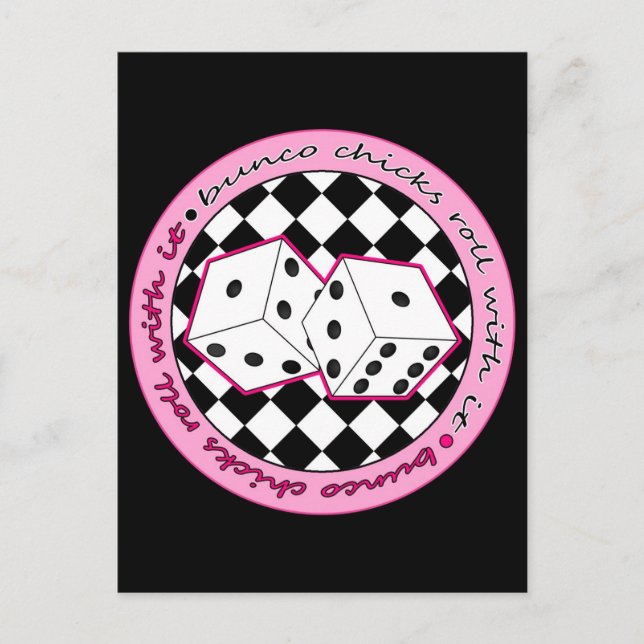Bunco Chicks Roll With It - Pink Postcard (Front)