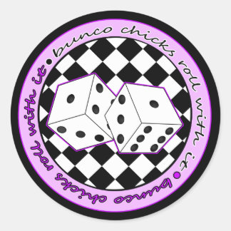 Bunco Chicks Roll With It - Purple Classic Round Sticker