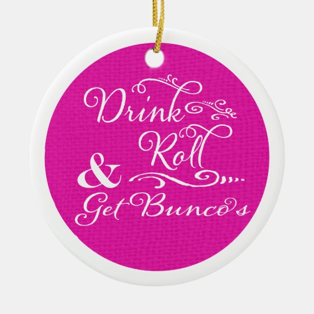 Bunco Christmas Modern Pink White Ceramic Tree Decoration (Front)