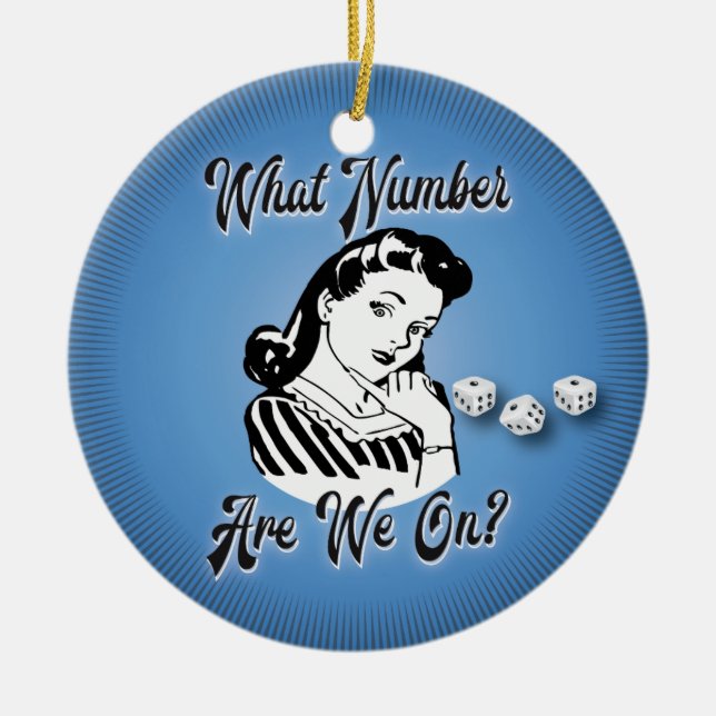 Bunco Christmas Ornament - Retro What Number (Front)