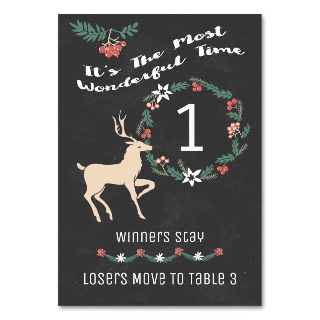 Bunco Christmas Reindeer - Table One Number (Front)