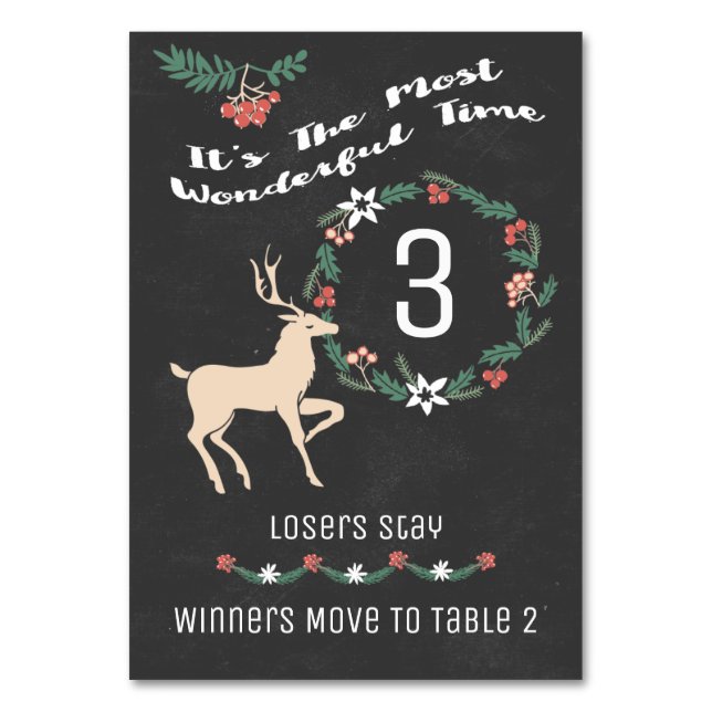 Bunco Christmas Reindeer - Table Three Table Number (Front)