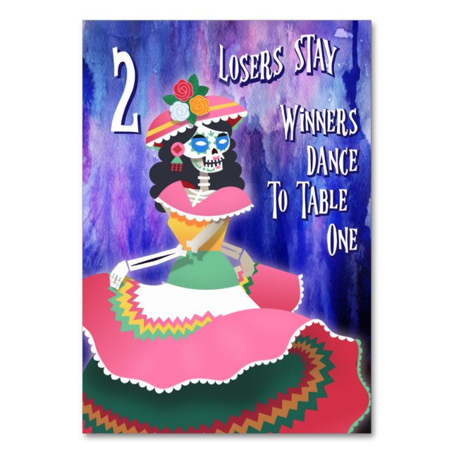 Bunco Day of The Dead October Halloween Table 2 Table Number (Front)