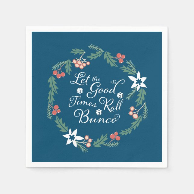 Bunco December Theme Floral Holiday Napkin (Front)