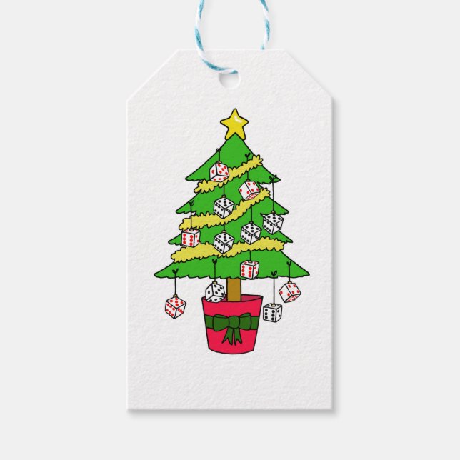 Bunco Dice Christmas Tree Gift Tags (Front)