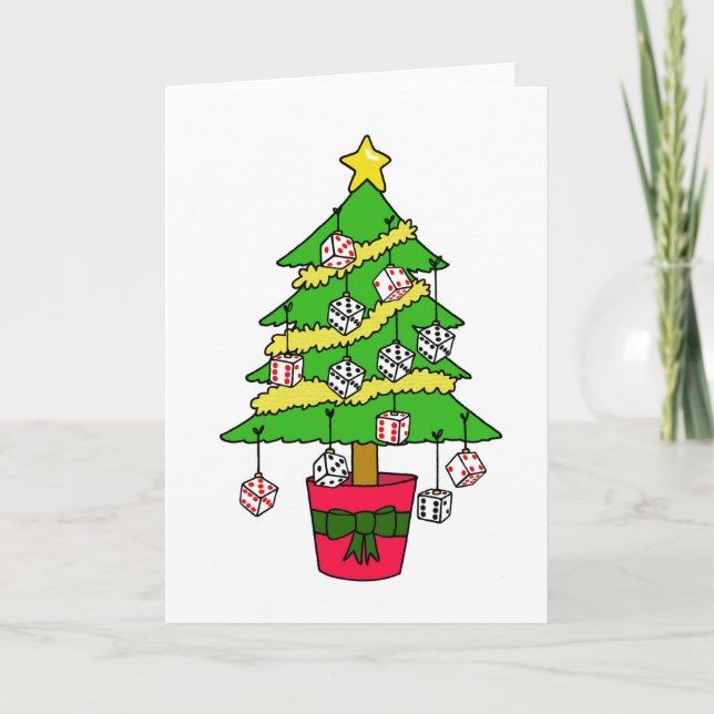 Bunco Dice Christmas Tree Holiday Card (Front)