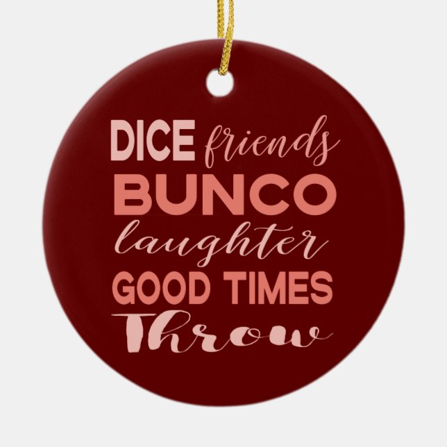 Bunco Dice Friends Christmas Ceramic Tree Decoration (Front)