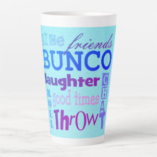 Bunco Dice Friendship Typography Fun Latte Mug