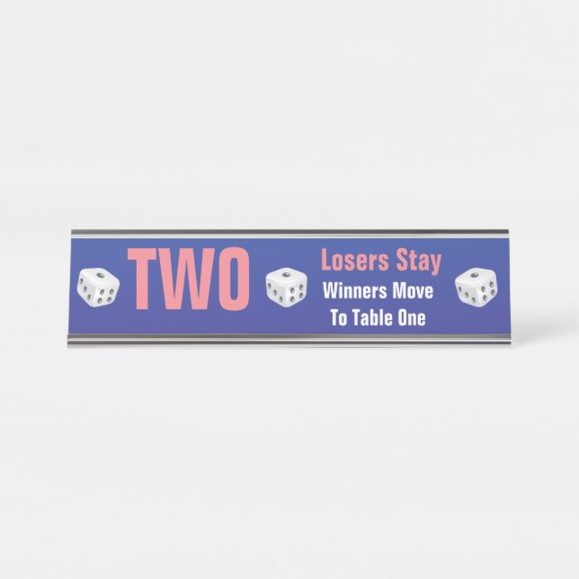 Bunco Dice Table Two Number Sign (Front)