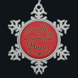 Bunco Friendship Snowflake Pewter Christmas Ornament<br><div class="desc">Friendship Is The Best Part Of Bunco Christmas Holiday Ornament.  Wonderful graphic design is perfect as a Bunco prize,  birthday gift,  hostess gift,  Bunco gift exchange and more.  Hang in your office,  at your Bunco party,  or other living area.</div>