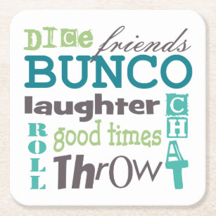 Bunco Fun Girls Night Out Party Square Paper Coaster