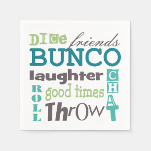 Bunco Fun TYpography Words Napkin
