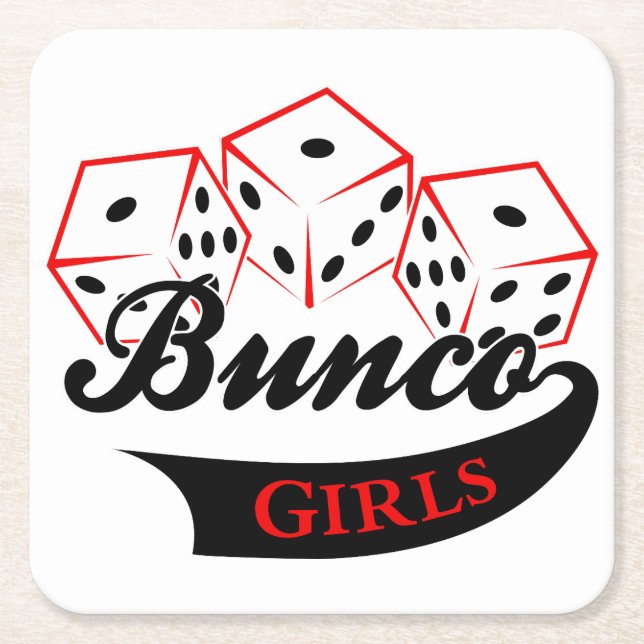Bunco Girls Square Paper Coaster (Front)