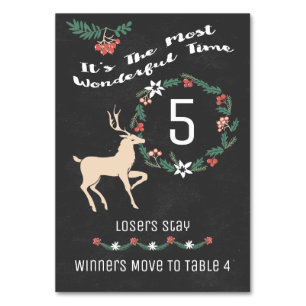 Bunco Holiday Christmas Table Five Table Number