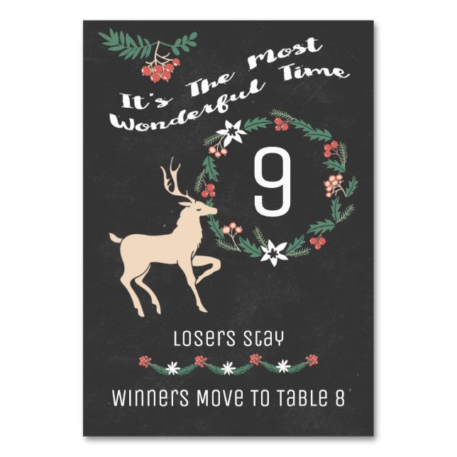 Bunco Holiday Christmas Table Nine Table Number (Front)