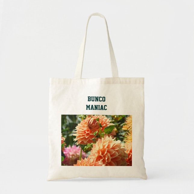 Bunco Maniac Tote Bags Dahlia Flowers Florals (Front)
