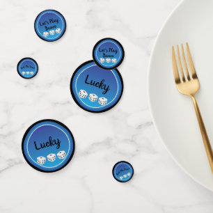 Bunco or Bunko Lucky Dice Modern Blue Black Confetti