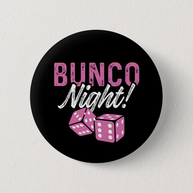 Bunco Party Favours Bunco Night Pink Dice Button (Front)