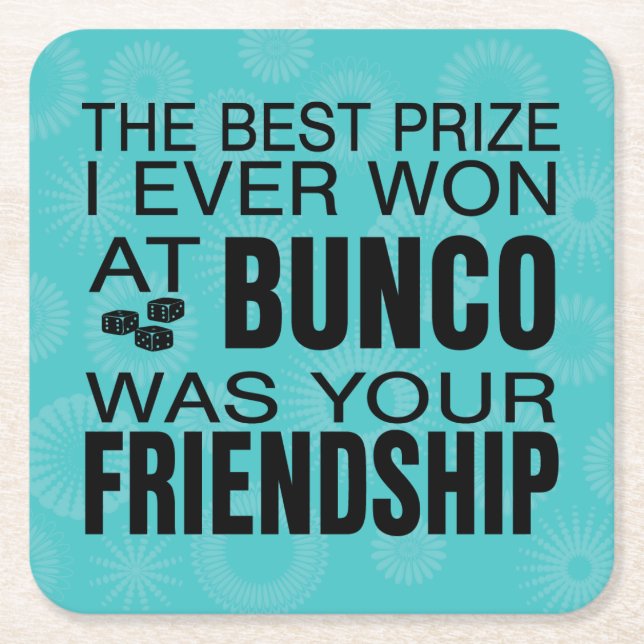 Bunco Party Girls Night Out Friend Prize Square Paper Coaster (Front)