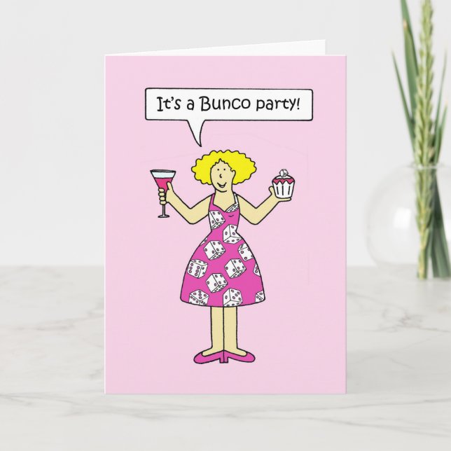 Bunco Party Invitation Cartoon Lady (Front)