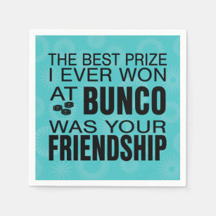 Bunco Party Quote Friendship Prize Dice Napkin