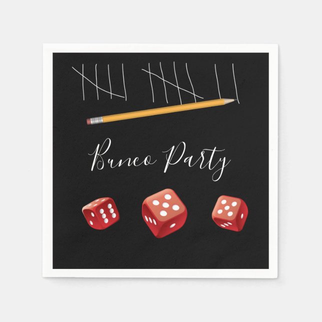 Bunco Party Red Dice Napkin (Front)