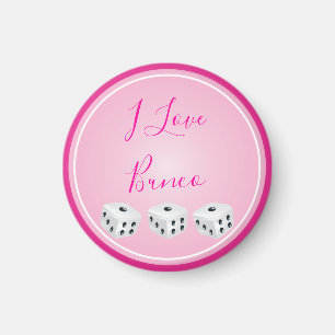 Bunco Player Dice Pink Love Magnet