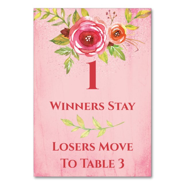 Bunco Pretty Flowers Table Card #1 (Front)