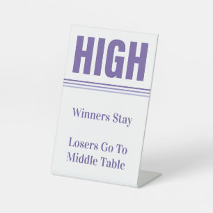 Bunco Purple High Table  Pedestal Sign