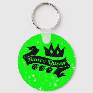 Bunco Queen Crown and Dice Ribbon - Grunge Texture Key Ring