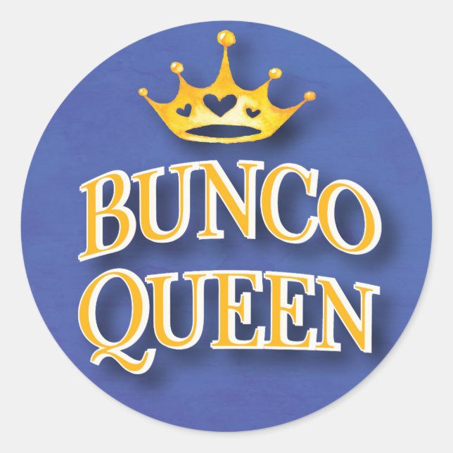 Bunco Queen Game Night Classic Round Sticker (Front)