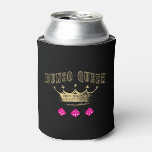 Bunco Queen Pink Dice Gold Crown Can Cooler