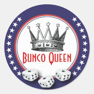 Bunco Queen With Dice - Red,White and Blue Classic Round Sticker