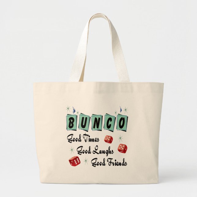 Bunco Retro Typography Party Supply Large Tote Bag (Front)