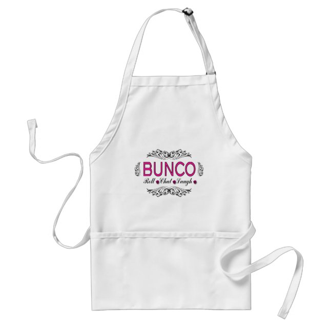 Bunco, Roll, Chat, Laugh In Pink, Black and White Standard Apron (Front)