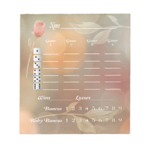 Bunco Score Card Score Pad - Elegant Flower