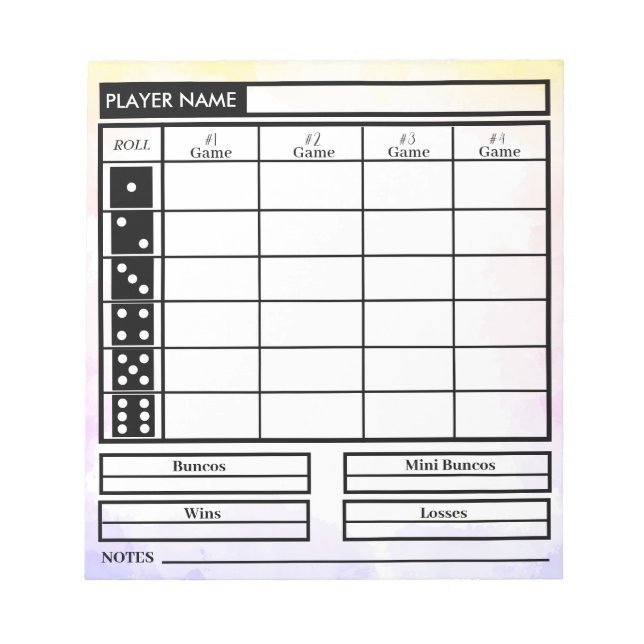 bunco score pad (Front)