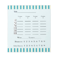 bunco score pad - retro coloured blue and yellow