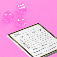 Bunco Score Sheet Pad Black Gold Stripe
