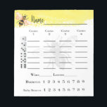Bunco Score Sheets Bee Notepad<br><div class="desc">Bee theme in yellow and black colour theme creates a wonderful Bunco or Bunko score sheet pad. Perfect for your Queen bees ladies night out Bunco game night party.</div>