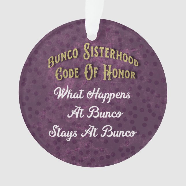 Bunco Sisterhood Friendship Purple Polka Dot Ornament (Front)