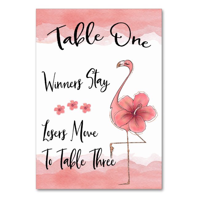 Bunco Table Card #1 Pink Flamingo Fun (Front)