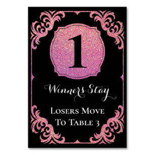 Bunco Table Card Elegant Pink Glitter One