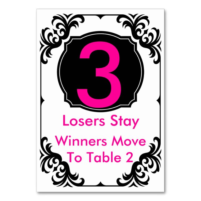 Bunco Table Card pink and black - #3 (Front)