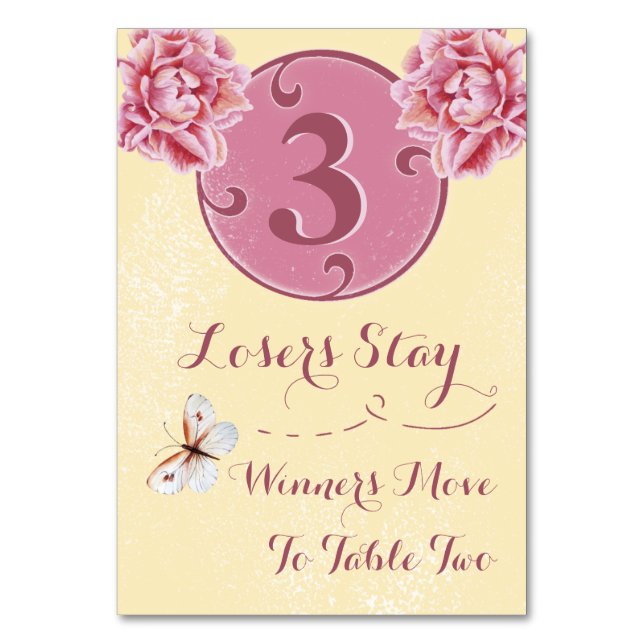 Bunco Table Card - Pink Peony #3 (Back)