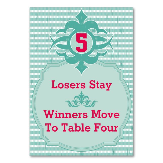 Bunco Table Card - Plaid #5 (Front)